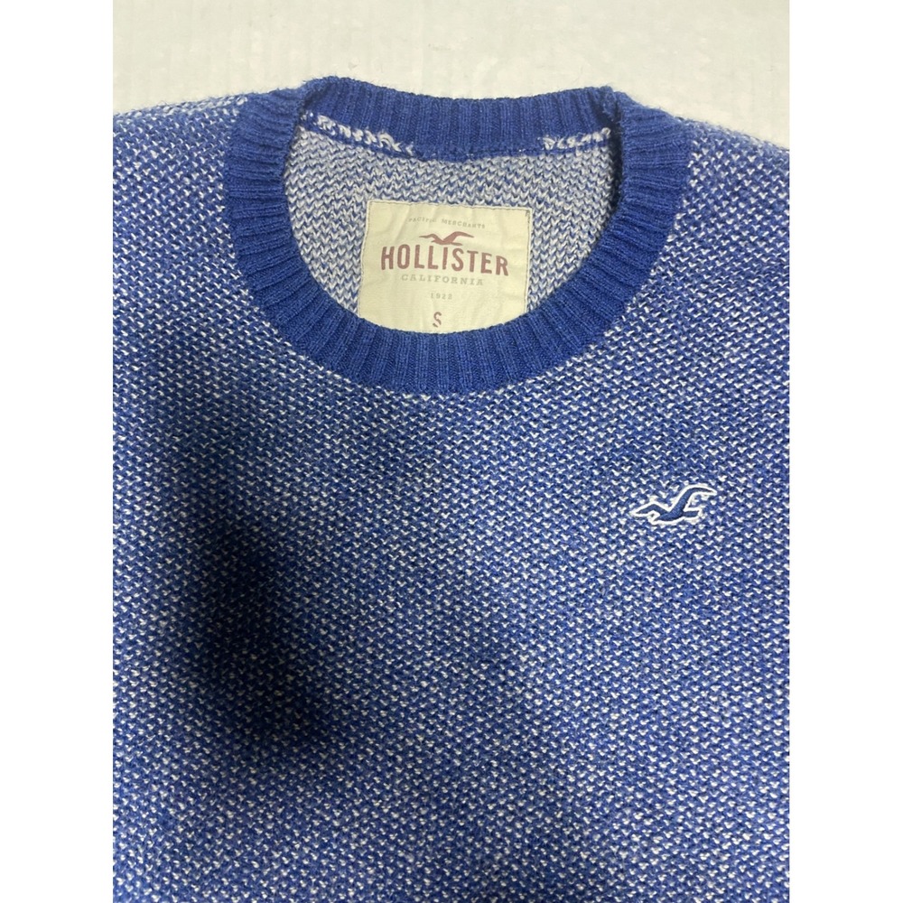 Hollister Women Sweater Blue White‎ Knit Crew Neck Long Sleeve Size S - Picture 2 of 8